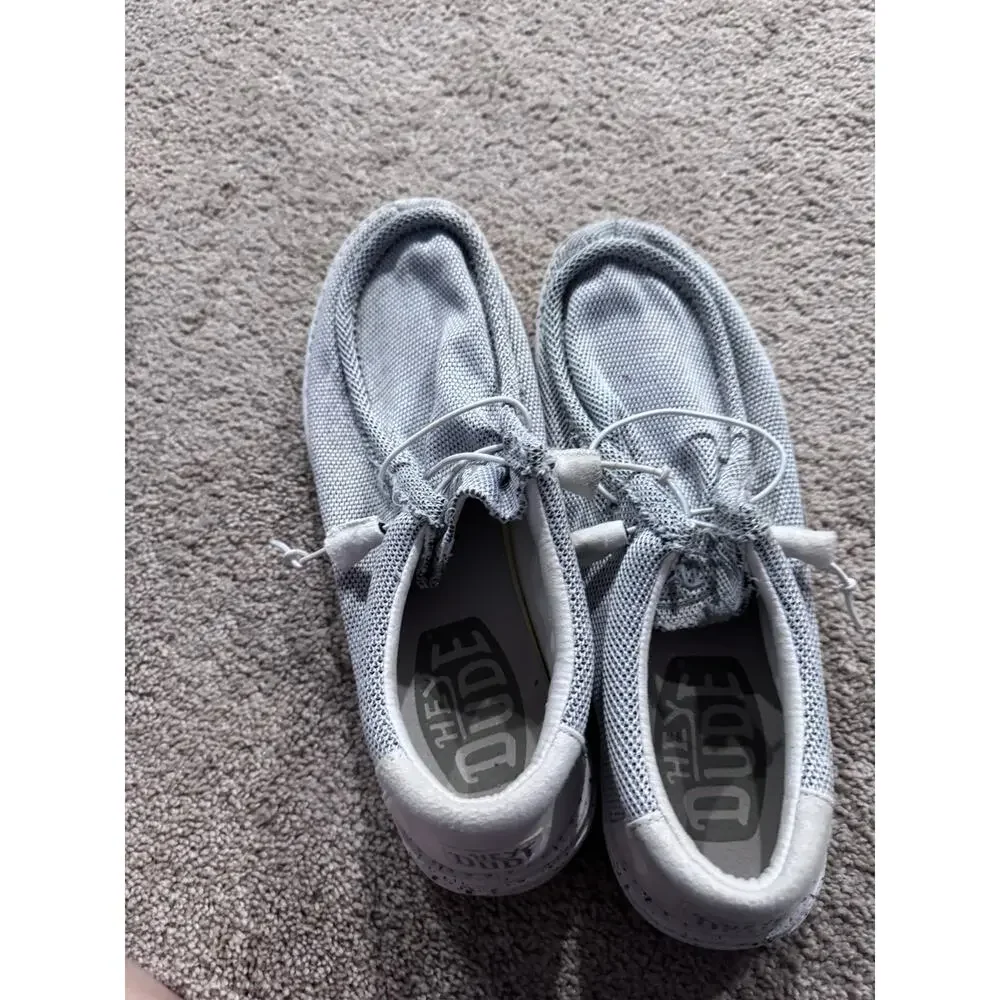Hey Dude Wally Sox Slip On Loafers Stone White Men's Size 13 Light Gray Easy On